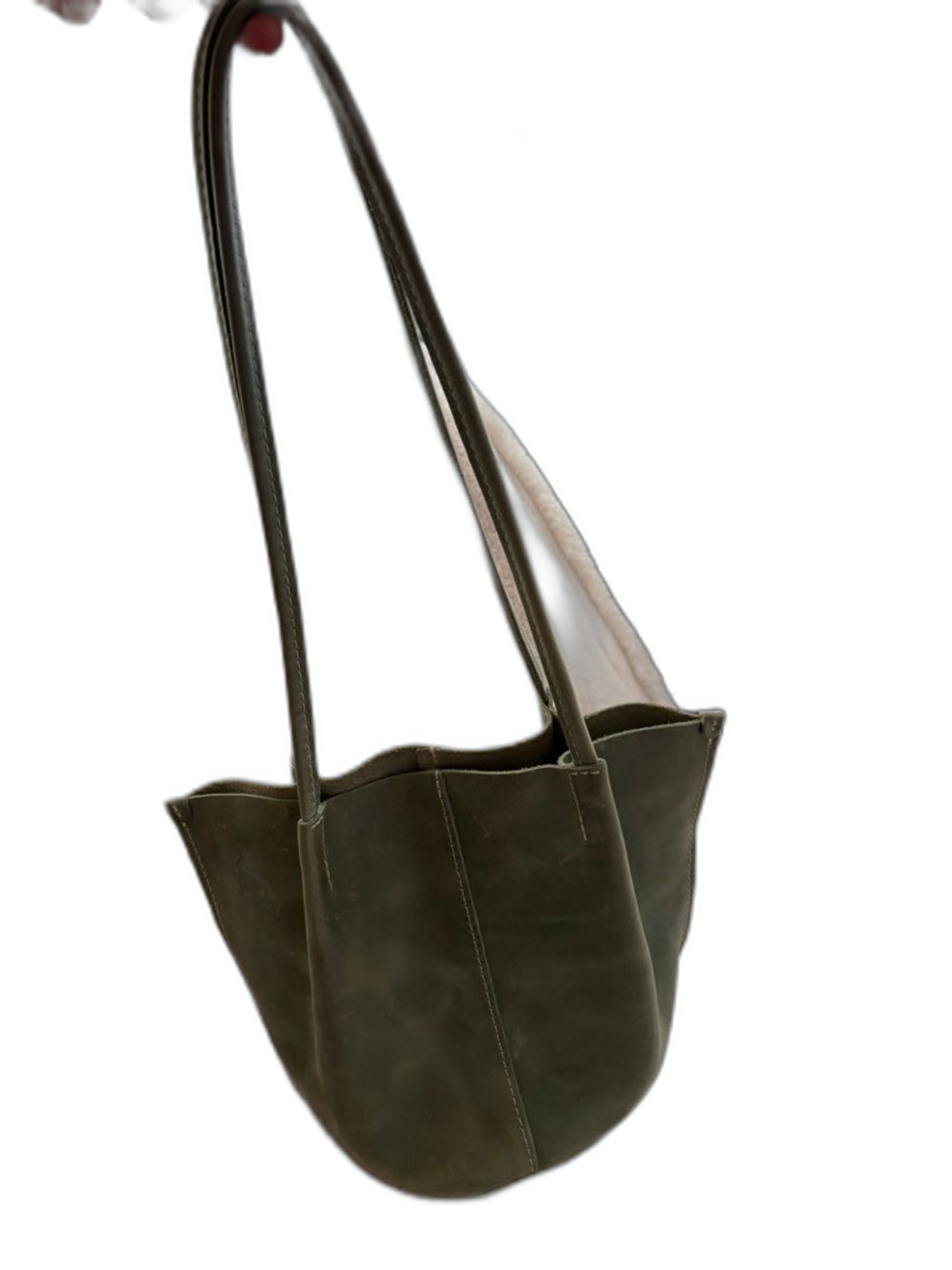 Portland Leather Goods Devan Tote -Cucumber Moss Green Bucket Shoulder Bag PLG